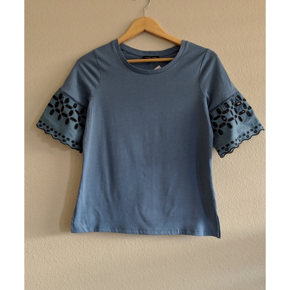 Jeanne Pierre Top with Chambray Sleeves